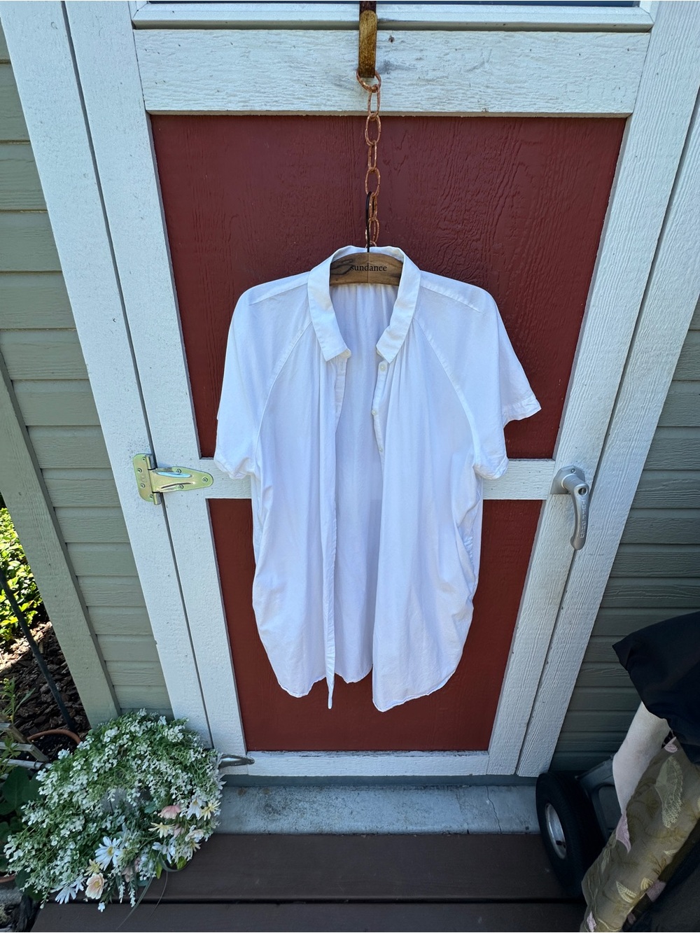Madewell White Short-Sleeve Button-Down Shirt/Dress/Jacket